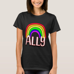 Lgbtqia Verbündeter Süßer Regenbogen Und Herz Stol T-Shirt