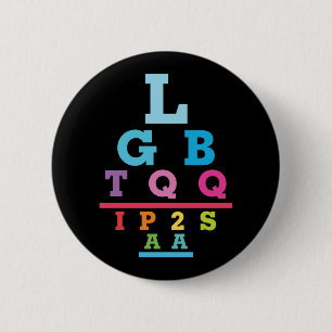 LGBTQQIP2SAA Gay Pride Sehtesttafel Akronym Button