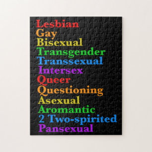 LGBTTIQAA2P Pride Diversity Rainbow LGBTQ Akronym Puzzle
