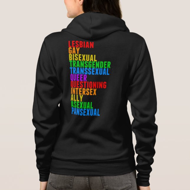 LGBTTQIAAP Pride Diversity Rainbow Acrostic Hoodie (Rückseite)