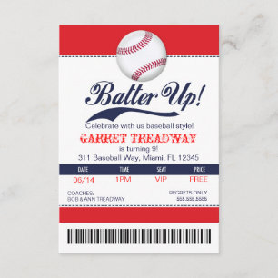 LGC Batter Up Baseball Ticket 2. Version Einladung