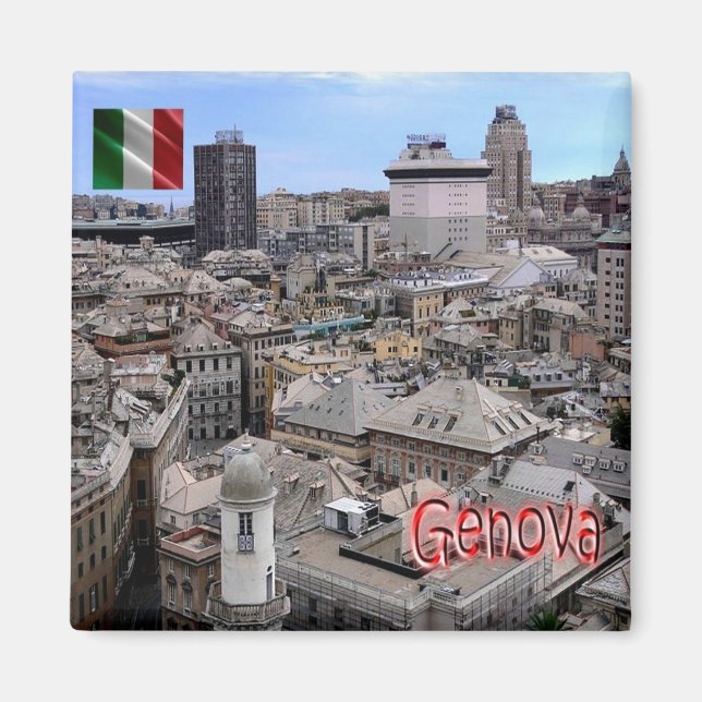 LGR151 GENOA Citycape, Ligurien, Italien, Kühlschr Magnet (Vorne)