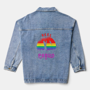 LGt Fischen Rollen stolz Gay Angler Retro Que Pri Jeansjacke