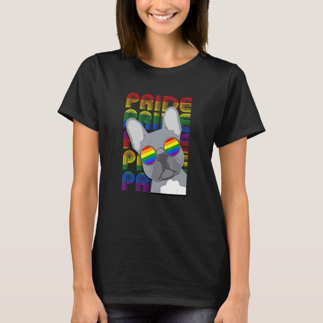 LGt Gay Pride Französischer Bulldog-Regenbogen-Fla T-Shirt (Vorderseite)