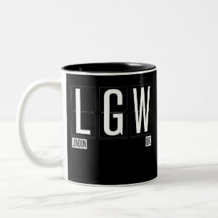 LGW - BRITISCHER Flughafen-Code Londons Gatwick Zweifarbige Tasse