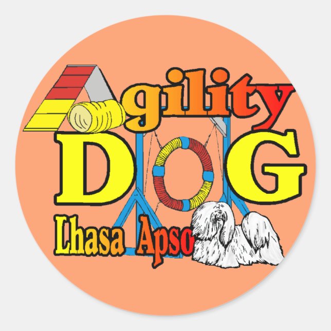 Lhasa Apso Agility Geschenke Runder Aufkleber (Vorderseite)