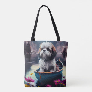 Lhasa Apso auf einem Paddel: Ein landschaftliches 