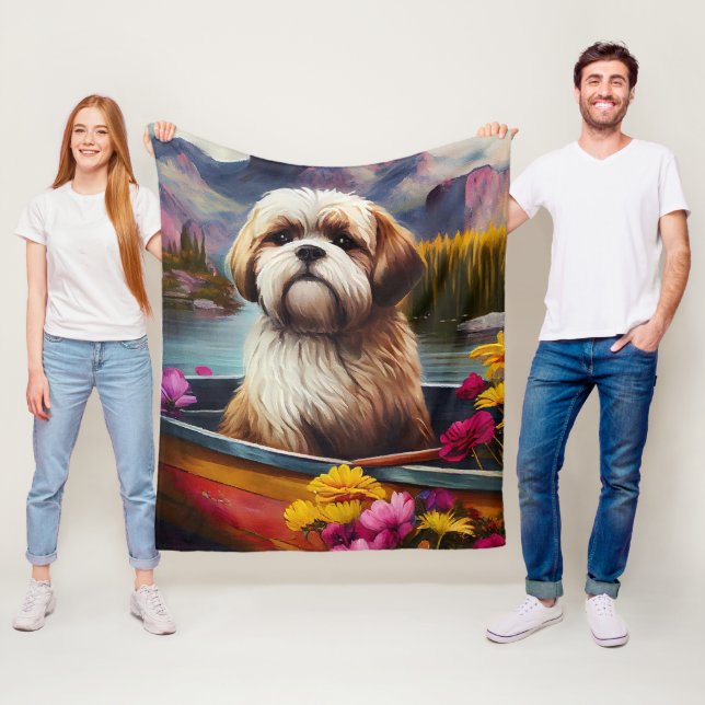 Lhasa Apso auf einem Paddle: Ein Landschaftliches  Fleecedecke (Beispiel)