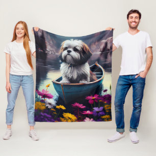 Lhasa Apso auf einem Paddle: Ein Landschaftliches Fleecedecke