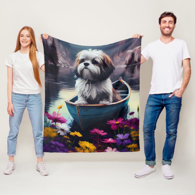 Lhasa Apso auf einem Paddle: Ein Landschaftliches  Fleecedecke (Beispiel)