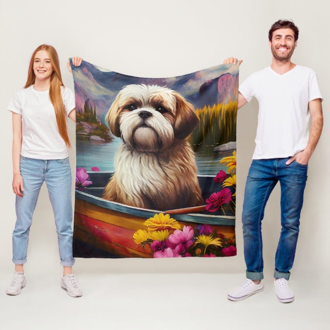 Lhasa Apso auf einem Paddle: Ein Landschaftliches  Fleecedecke (Beispiel)