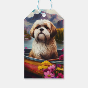 Lhasa Apso auf einem Paddle: Ein Landschaftliches Geschenkanhänger