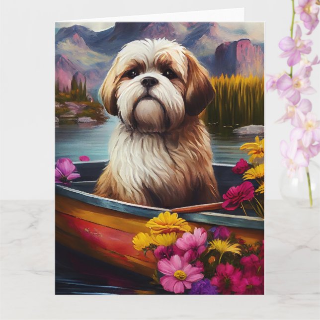 Lhasa Apso auf einem Paddle: Ein Landschaftliches  Karte (Orchidee)