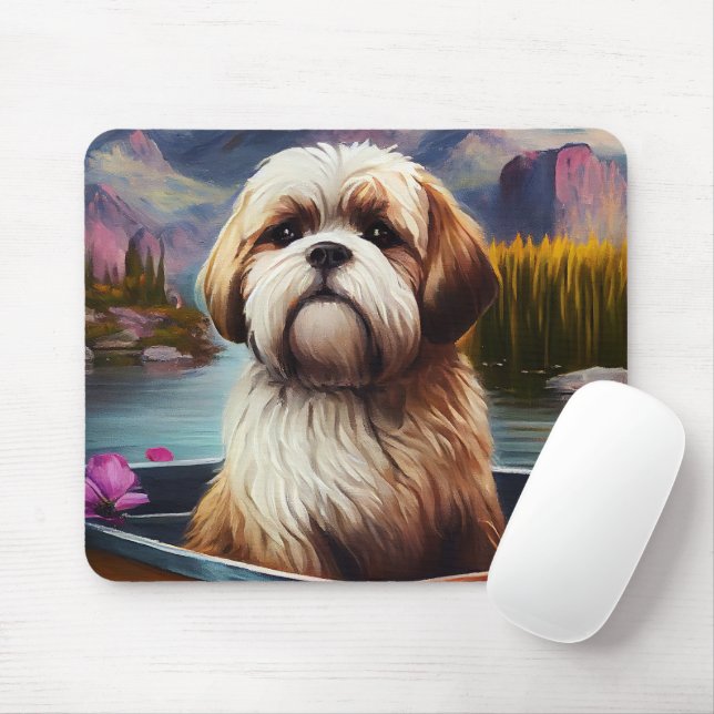Lhasa Apso auf einem Paddle: Ein Landschaftliches  Mousepad (Mit Mouse)