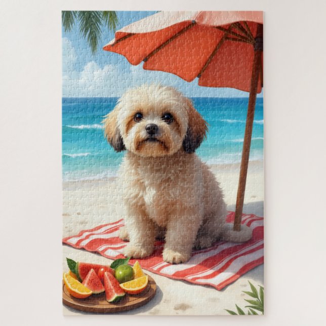 Lhasa Apso Beach Relax Scene Puzzle (Vertikal)