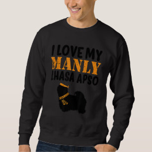 Lhasa Apso Canine Pet Manly Boy Dog Gender Reveal Sweatshirt