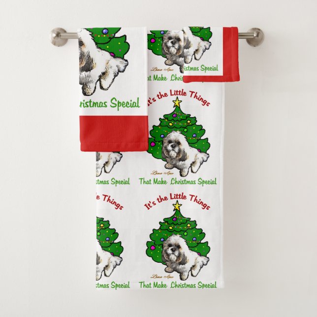Lhasa Apso Christmas Badhandtuch Set (Insitu)