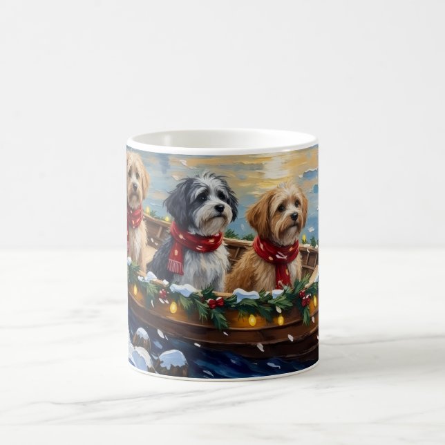 Lhasa Apso Christmas Boat Holiday Kaffeetasse (Mittel)