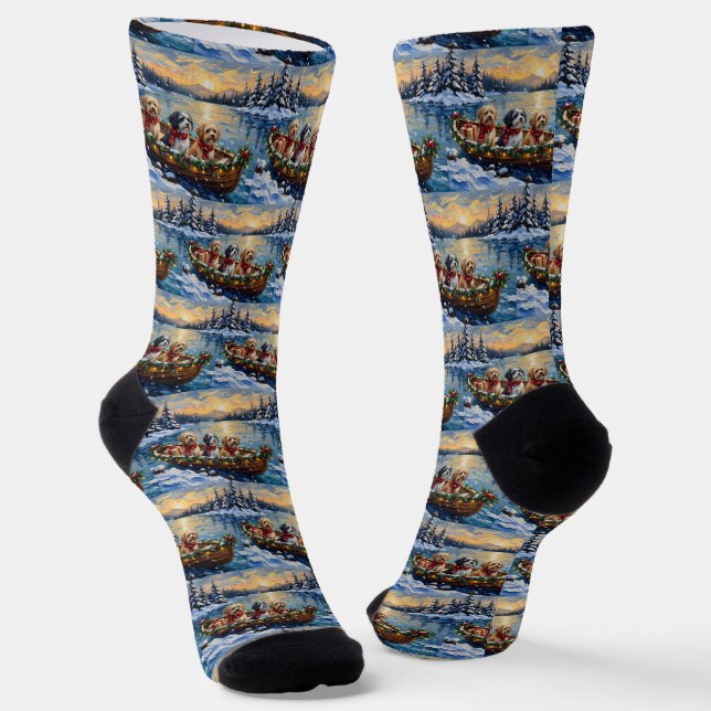 Lhasa Apso Christmas Boat Holiday Socken (Gewinkelt)