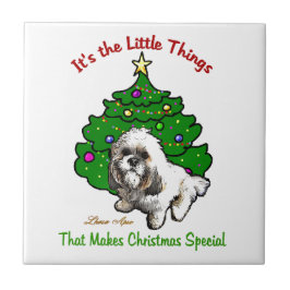 Lhasa Apso Christmas Fliese