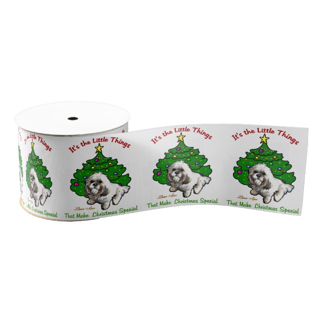 Lhasa Apso Christmas Ripsband (Spule)