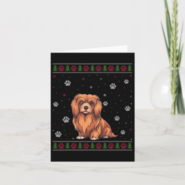 Lhasa Apso Christmas Sweater Xmas Haustier Hund L Karte (Vorderseite)