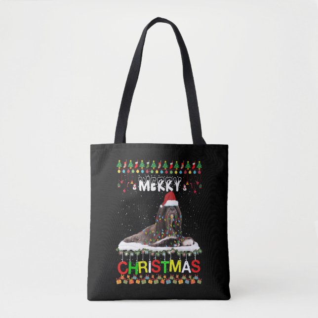 Lhasa Apso Christmas Tree Light Pajama Xmas Dog (Vorderseite)