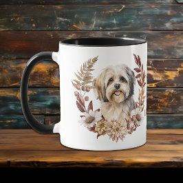 Lhasa Apso Dog Autumn Wreath Tasse