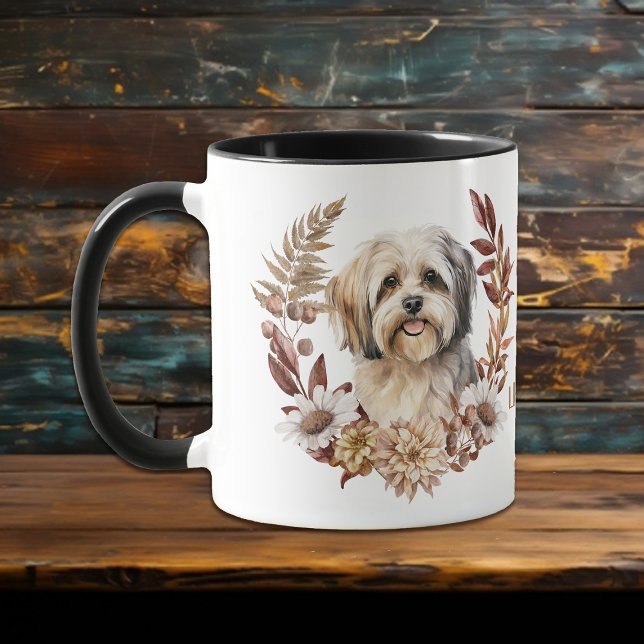 Lhasa Apso Dog Autumn Wreath Tasse (Von Creator hochgeladen)