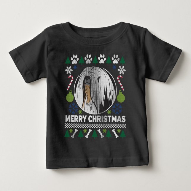 Lhasa Apso Dog Breed Ugly Christmas Sweater Baby T-shirt (Vorderseite)