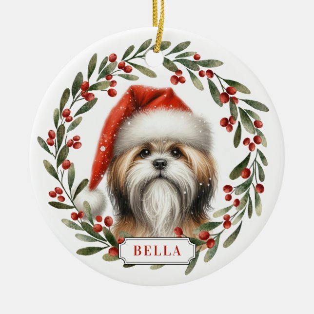 Lhasa Apso Dog Ceramic Circle Ornament (Vorne)