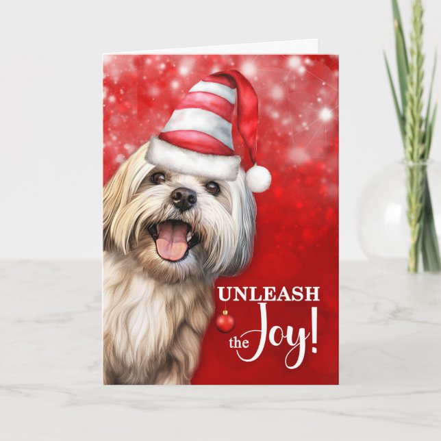 Lhasa Apso Dog Entleash die Freude Weihnachten (Vorderseite)