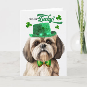 Lhasa Apso Dog Feelin' Lucky St Patrick's Day Feiertagskarte