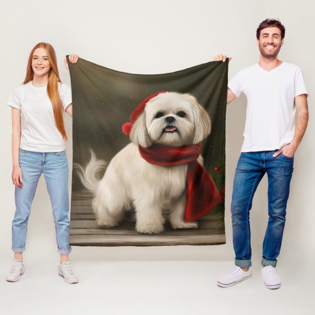 Lhasa Apso Dog in Schnee Weihnachten Fleecedecke (Beispiel)