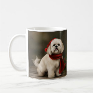 Lhasa Apso Dog in Schnee Weihnachten Kaffeetasse