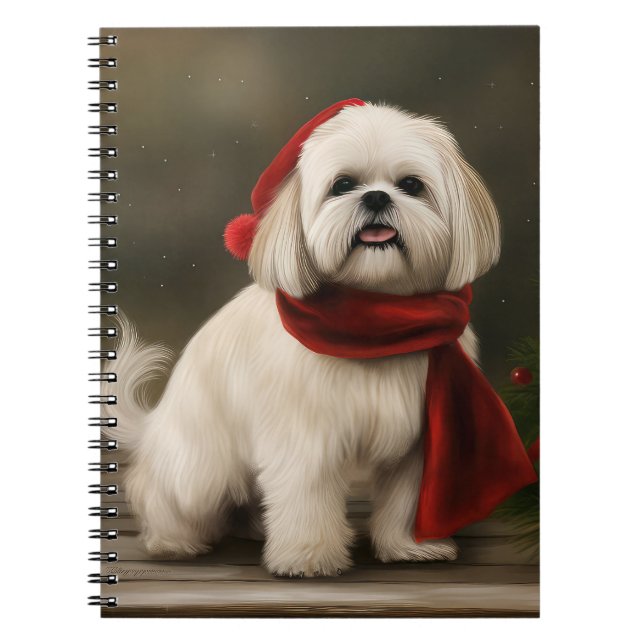Lhasa Apso Dog in Schnee Weihnachten Notizblock (Vorderseite)