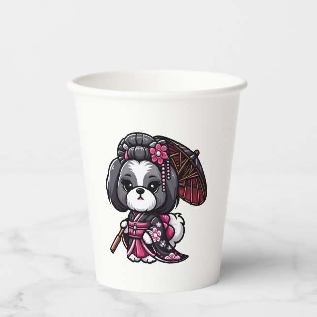 Lhasa Apso Dog Kimono Pappbecher (Vorderseite)