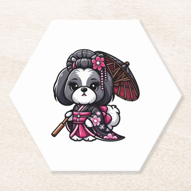 Lhasa Apso Dog Kimono Untersetzer (Vorderseite)