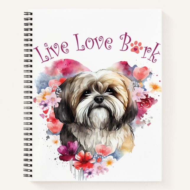 Lhasa Apso Dog Mama Floral Notizbuch (Vorderseite)