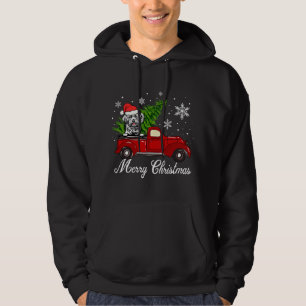 Lhasa Apso Dog Reiten Red Truck Merry Christmas De Hoodie