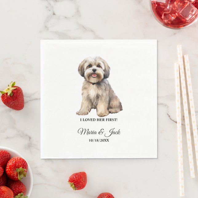 Lhasa Apso Dog Wedding Napkins mit Foto Serviette (Beispiel)