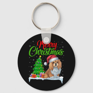 Lhasa Apso Dog Weihnachtsbaum Lichter Funny Xmas D Schlüsselanhänger
