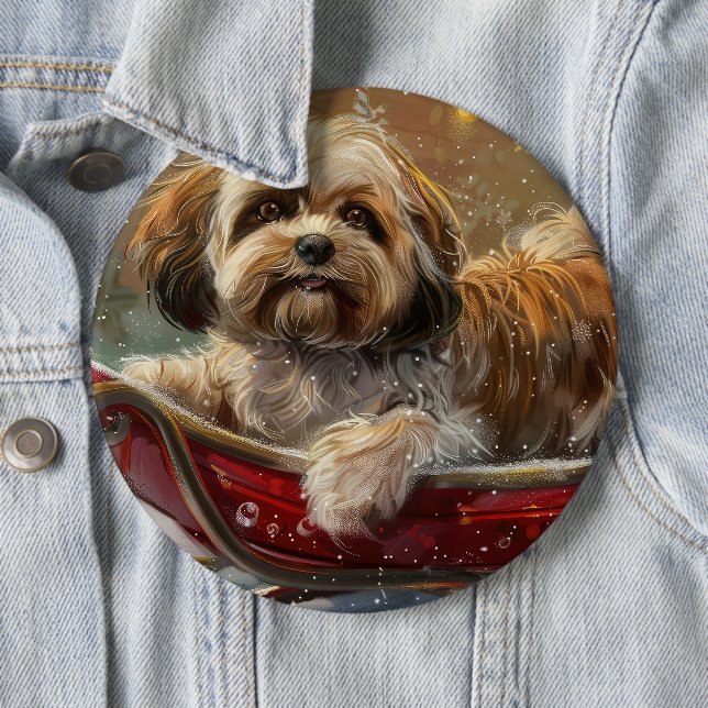 Lhasa Apso Dog Weihnachtsfest Button (Beispiel)