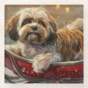 Lhasa Apso Dog Weihnachtsfest Glasuntersetzer
