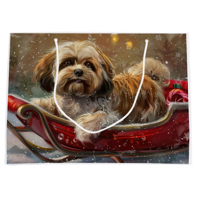 Lhasa Apso Dog Weihnachtsfest Große Geschenktüte (Vorderseite)