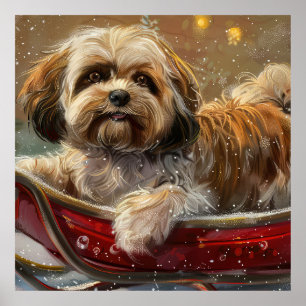 Lhasa Apso Dog Weihnachtsfest Poster