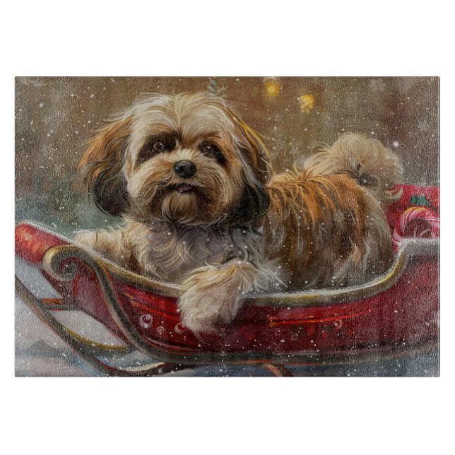Lhasa Apso Dog Weihnachtsfest Schneidebrett (Vorderseite)
