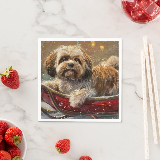 Lhasa Apso Dog Weihnachtsfest Serviette (Beispiel)