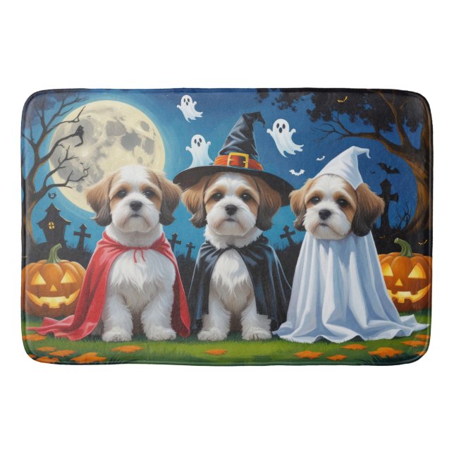 Lhasa Apso Dogs Pumpkin Halloween Funny Badematte (Vorderseite)