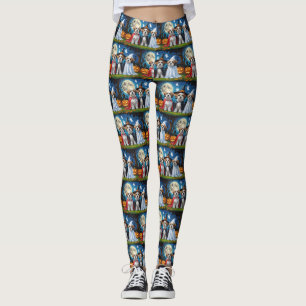 Lhasa Apso Dogs Pumpkin Halloween Funny Leggings
